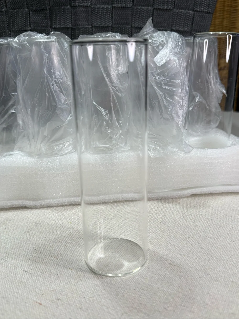 Set of 10 Clear Glass Cylinder Bud Vases 6” Tall Floral Candle Holders NWT